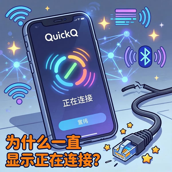 quickq一直显示正在连接怎么回事？